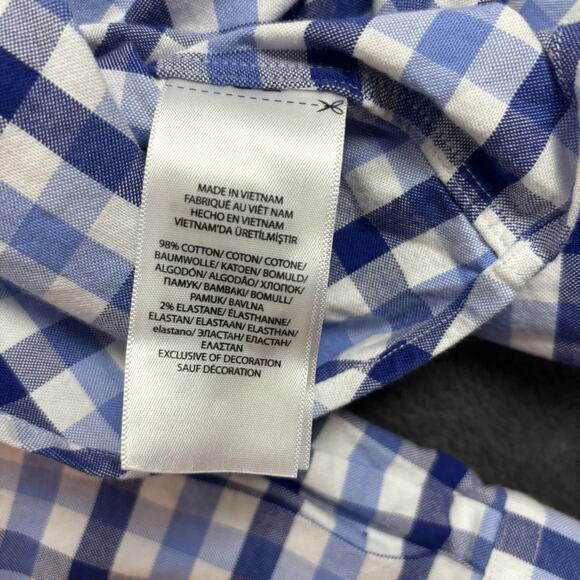 Ralph Lauren Slim Fit Stretch Oxford Shirt Men M Blue White Check Flesh Pony - Picture 5 of 8